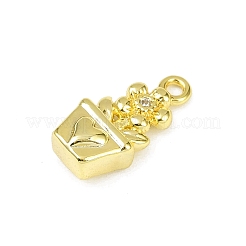 Brass Pave Clear Cubic Zirconia Pendants&nbsp;KK-L238-08G