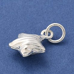 スターリングシルバーのスターチャーム925個  丸カン付き  銀  14.5x11x5.5mm  穴：4mm&nbsp;STER-D300-02S