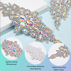 4Pcs Flower Glitter Glass Hotfix Rhinestone&nbsp;FIND-FG0005-50