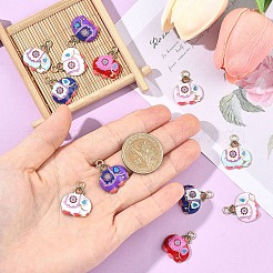 12色合金ラインストーンペンダント6個。  エナメル  象のチャーム  ゴールドカラー  ミックスカラー  23x19x5mm  穴：3mm  2個/カラー&nbsp;FIND-YW0011-79