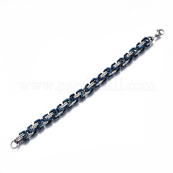 Ion Plating(IP) Two Tone 201 Stainless Steel Byzantine Chain Bracelets&nbsp;BJEW-S057-94A