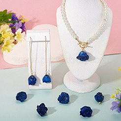 プリザーブドローズペンダント10個  バラの花のチャーム  ブルー  25~28x22~25x20~23mm  穴：1.5mm&nbsp;KY-TA0001-59A