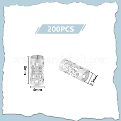 304ステンレススチールビーズ200個  コラム  ステンレス鋼色  8x4mm  穴：2.5mm&nbsp;STAS-UN0051-79