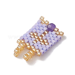ガラスシードビーズペンダント  天然宝石のビーズで  長方形  クロス  25x15x4mm  穴：3mm&nbsp;PALLOY-MZ00227-01
