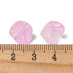 電気メッキガラスビーズ  スプレー塗装  トライビーンズ  朝顔  パールピンク  7x11x12mm  穴：1.4mm  100個/セット&nbsp;GLAA-G119-01G