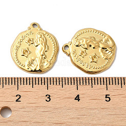 手作業による研磨 304 ステンレス ペンダント ラインストーン セッティング ナゲット  18KGP本金メッキ  1.5mmのラインストーンに適する  18.5x16x2mm  穴：1.2 MMM&nbsp;STAS-P335-37G