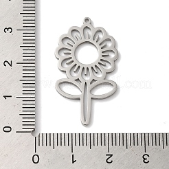 変色しない304ステンレススチールペンダント  レーザー切断  ひまわりチャーム  ステンレス鋼色  32x18x1mm  穴：1mm&nbsp;STAS-U010-20P