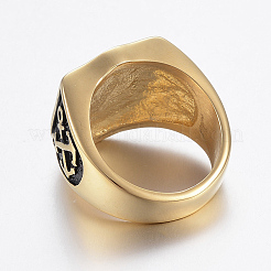 Ion Plating(IP) 304 Stainless Steel Signet Rings for Men&nbsp;RJEW-H125-39AG-23mm