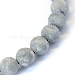Frosted Natural Polychrome Jasper/Picasso Stone/Picasso Jasper Beads Strands&nbsp;X-G-E334-8mm-24