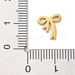 304ステンレススチールチャーム  レーザー切断  18KGP本金メッキ  蝶結び  9.5x9x1mm  穴：1.5x0.5mm&nbsp;STAS-R003-01G-05
