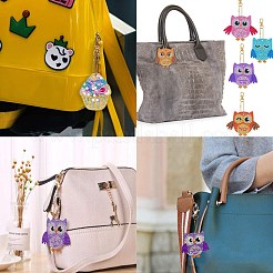 DIY 5D Owl Diamond Painting Keychain Kit&nbsp;DIY-WH0163-82A