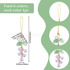 6Pcs 6 Colors Acrylic & Glass Mobile Straps&nbsp;HJEW-SC0002-91