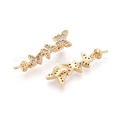 Brass Micro Pave Cubic Zirconia Cup Pearl Peg Bails Pin Pendants&nbsp;KK-T079-27G