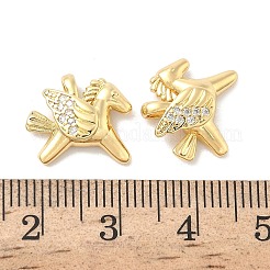 真鍮製マイクロパヴェキュービックジルコニアチャーム  ペガサスの馬  18KGP本金メッキ  12x14x4mm  穴：4.5x2mm&nbsp;KK-B166-07G