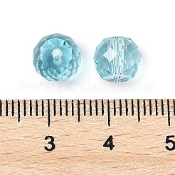 ガラス模造オーストリアクリスタルビーズ  ロンデル  多面カット  ライトブルー  8x6.5mm  穴：1mm&nbsp;GLAA-U008-01A-01
