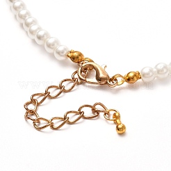 Vintage Painted Round Glass Pearl Beaded Necklace for Girl Women Mother&nbsp;NJEW-JN03665