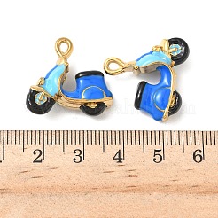304ステンレススチールエナメルペンダント  イオンプレーティング（ip）  バイクチャーム  ゴールドカラー  ブルー  21.5x22x8.5mm  穴：2.5x1.5mm&nbsp;STAS-I346-38G