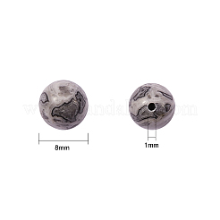 200 個のナチュラルマップストーン/ポリクロームジャスパー/ピカソストーン/ピカソジャスパービーズ  ラウンド  8mm  穴：1mm&nbsp;G-CJ0001-61