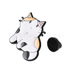 猫エナメルピン  バックパックや衣類用の黒色合金製ラペルピンバック  ミックスカラー  31x30.5mm&nbsp;AL-CBA5B09-01C-EB