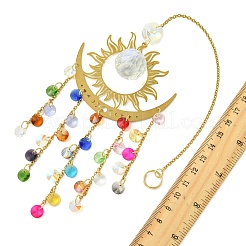 Brass & 304 Stainless Steel Sun Moon Suncatchers&nbsp;HJEW-JM05013-02