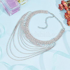 1Pc Brass Rhinestone Cup Chains Multi Layered Necklace&nbsp;NJEW-FG0001-12