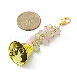 天然水晶 & プレナイトチップ & 合金ちょう結び kcychain  鉄製のベルと合金のカニカン付き  75mm&nbsp;HJEW-JM01313-01