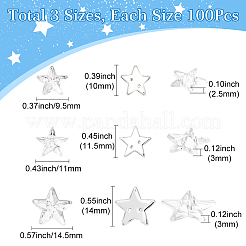300個3スタイルのアクリルカボション  スター  透明  9.5~14x10~14.5x2.5~3mm  100個/スタイル&nbsp;OACR-SP0001-97