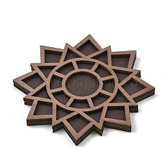 ミニ木製ジュエリーディスプレイトレイ  岩石用マルチグリッド整理トレイ  鉱物結晶  装身具  サドルブラウン  花  8x8x0.6cm&nbsp;WD-K001-01G