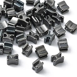服装アクセサリー  プラグの下にある真鍮製のジッパー  ガンメタ色  4.5x3.5x3.5mm&nbsp;PALLOY-WH0071-68B-B