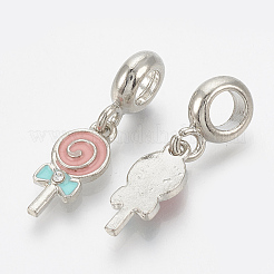 Alloy Rhinestone European Dangle Charms&nbsp;LS-MPDL-Q209-076P
