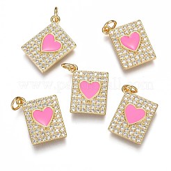 Brass Micro Pave Clear Cubic Zirconia Pendants&nbsp;ZIRC-B002-30G