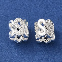 Rack Plating Brass Pave Clear Cubic Zirconia European Beads&nbsp;KK-M285-23S