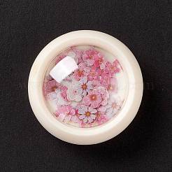 Diyクリスタルエポキシ樹脂材料充填  フラワーネイルアートスパンコール  工芸品作りのため  使い捨てプラスチックボックス付き  ピンク  5~6x5.5~6x0.1mm&nbsp;DIY-E036-21