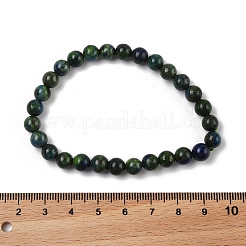 天然クリソコラとラピスラズリのラウンドビーズストレッチブレスレット  54.5mm&nbsp;BJEW-L593-D03