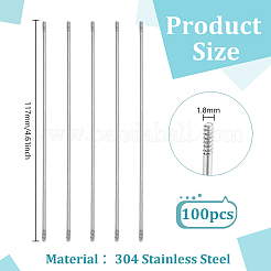 304ステンレス鋼製ボールペン用特殊延長ロッド100本  ステンレス鋼色  117x1.8mm&nbsp;FIND-FG0005-14A