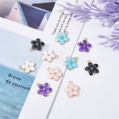 150Pcs 5 Colors Flower Shape Alloy Enamel Pendants&nbsp;ENAM-DC0001-32