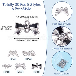 30Pcs 5 Styles Alloy Crystal Rhinestone Bowknot Links Connector Charms&nbsp;FIND-TA0010-98