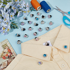 20Pcs 5 Styles Flat Round Brass Glass Brooches&nbsp;JEWB-PH01292