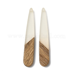ダークウッドとレジンのペンダント  ティアドロップチャーム  キャメル  44x7.5x3mm  穴：1.5mm&nbsp;WOOD-H104-14