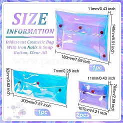 4個 3スタイル レーザー虹彩PVCウォレット  小銭入れ  鉄釘＆スナップボタン付き  クリアAB  7.6~14x10.7~20x0.7~1.1cm&nbsp;AJEW-OC0003-48