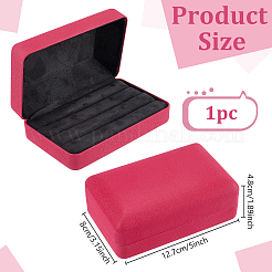 長方形のPUレザーリングオーガナイザーボックス  暗赤色  12.7x8x4.8cm&nbsp;CON-WH0089-240B
