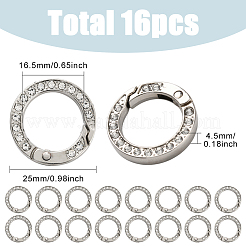 合金ラインストーンスプリングゲートリング16個  リング  プラチナ  25x4.5mm&nbsp;FIND-SP0004-52C