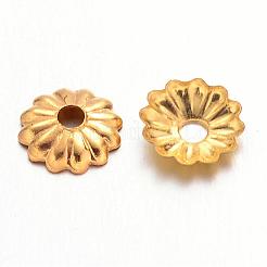 ゴールドカラーアイアン製花座ビーズキャップ  5x1.5mm  穴：1mm  約330個/10g&nbsp;X-IFIN-D023-G