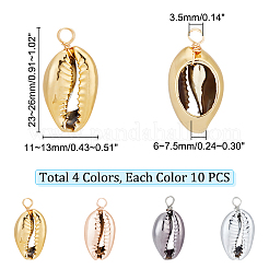 40Pcs 4 Colors Electroplated Natural Shell Pendants&nbsp;SHEL-GA0001-10
