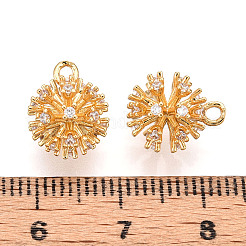 真鍮製マイクロパヴェキュービックジルコニアチャーム  ボール  18KGP本金メッキ  12x10mm  穴：1.5mm&nbsp;KK-N261-82G