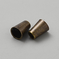 亜鉛合金コードエンド  鞄・布作り用品  ロープエンドアクセサリー用  アンティークブロンズ  13x10mm  穴：6mm&nbsp;BUTT-WH0100-09AB-02