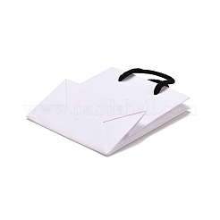長方形の紙袋  ハンドル付き  ギフトバッグやショッピングバッグ用  ホワイト  12x11x0.6cm&nbsp;ABAG-E004-01B