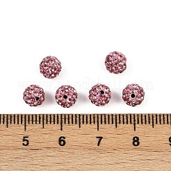 樹脂粘土ラインストーンビーズ  パヴェボールディスコビーズ  グレードA  片穴  ラウンド  ライトローズ  pp9（1.5mm）  1.6mm  穴：6mm&nbsp;RB-H284-6MM-Half-223