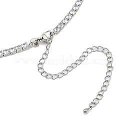 Brass Clear Cubic Zirconia Heart Pendant Strass Chain Necklaces for Women&nbsp;NJEW-U015-10GP-02