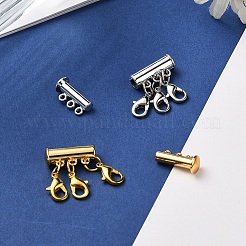 2セット2スタイルの合金磁気スライドロッククラスプ  ネックレスレイヤリングクラスプ  カニカン付き  1連  3穴  チューブ  ミックスカラー  6mm  穴：25x20mm  1.5セット/スタイル&nbsp;FIND-YW0001-24